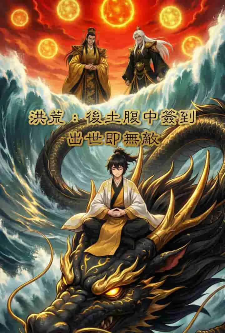 《洪荒：後土腹中簽到，出世即無敵》封面