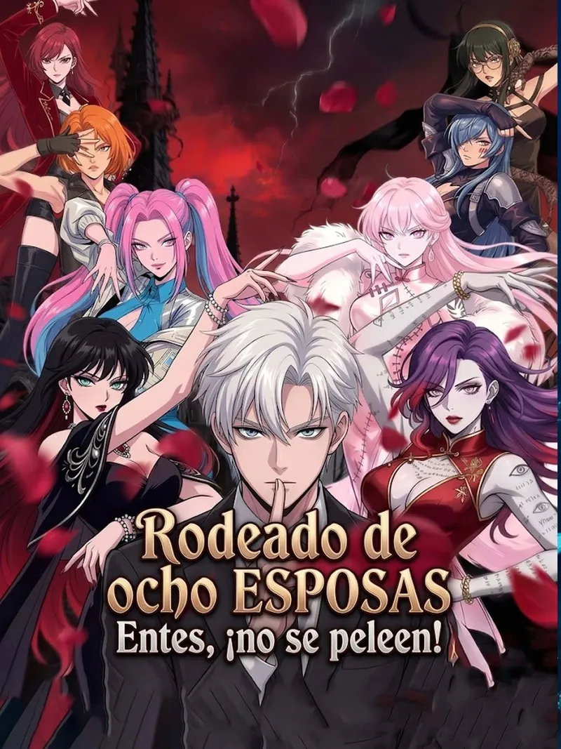 Portada de Rodeado de ocho esposas Entes, ¡no se peleen!