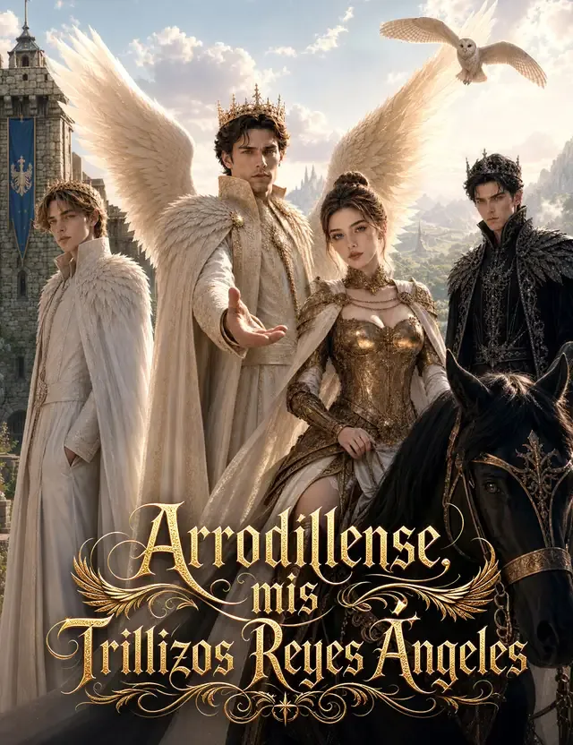 Portada de Arrodíllense, mis Trillizos Reyes Ángeles(Doblado)