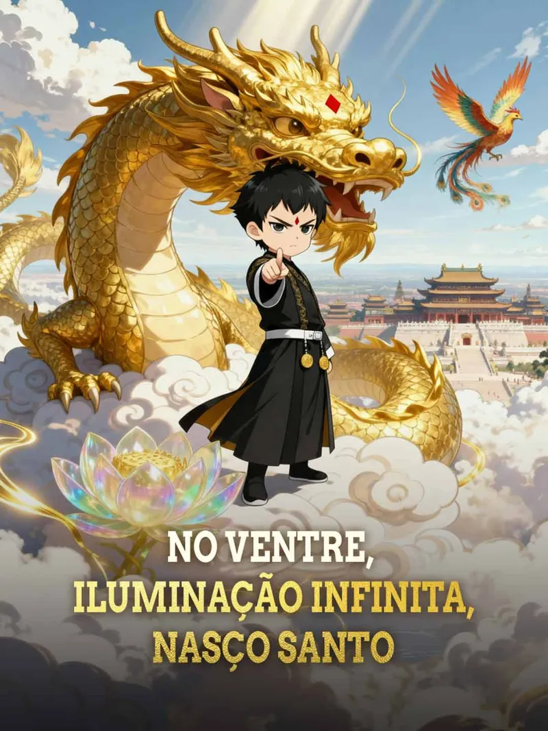 Capa de No ventre, iluminação infinita, nasço santo