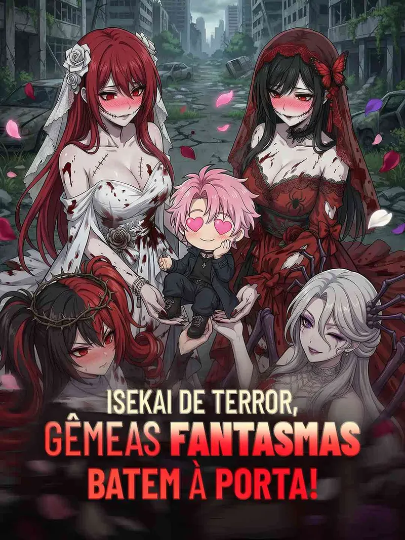 Capa de Isekai de terror, gêmeas fantasmas batem à porta