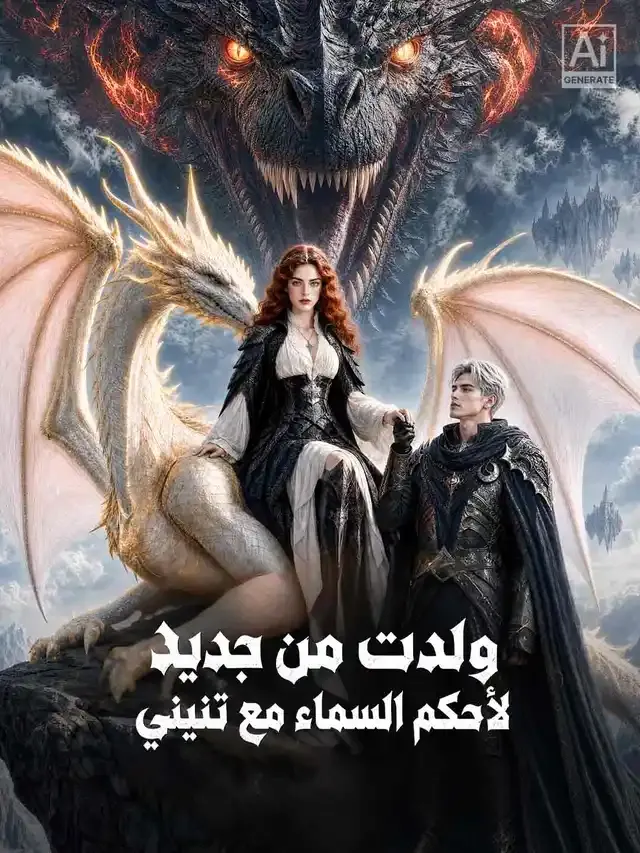 غلاف ولدت من جديد لأحكم السماء مع تنيني