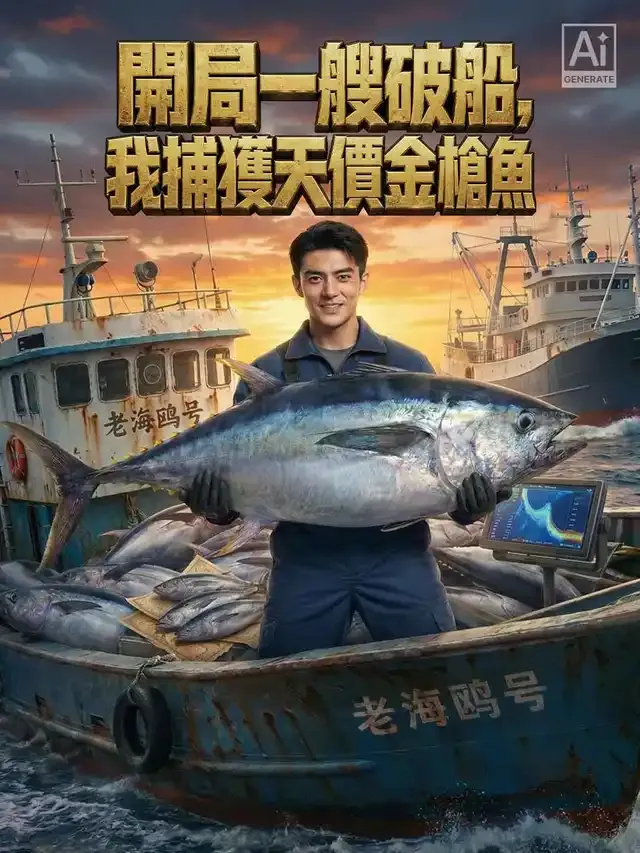 《開局一艘破船，我捕獲天價金槍魚》封面