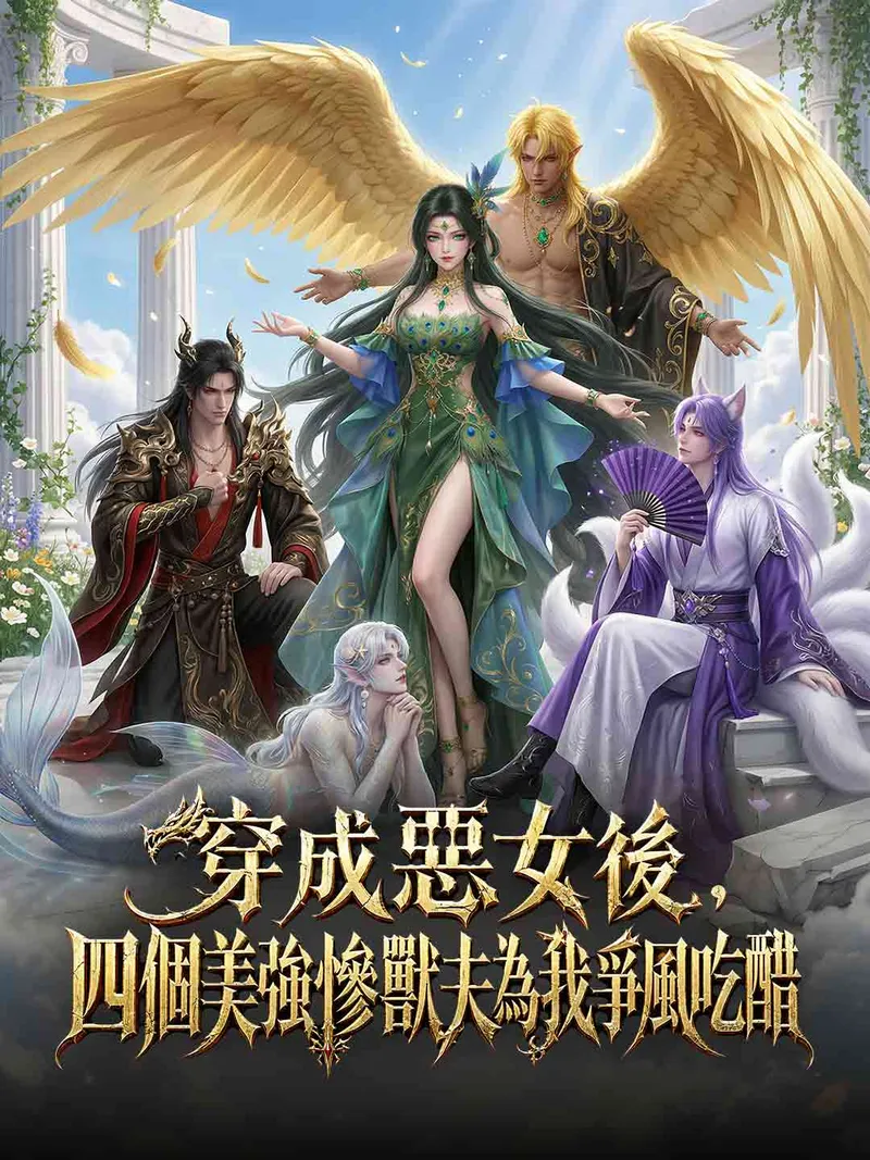 《穿成惡女後，四個美強慘獸夫為我爭風吃醋》封面