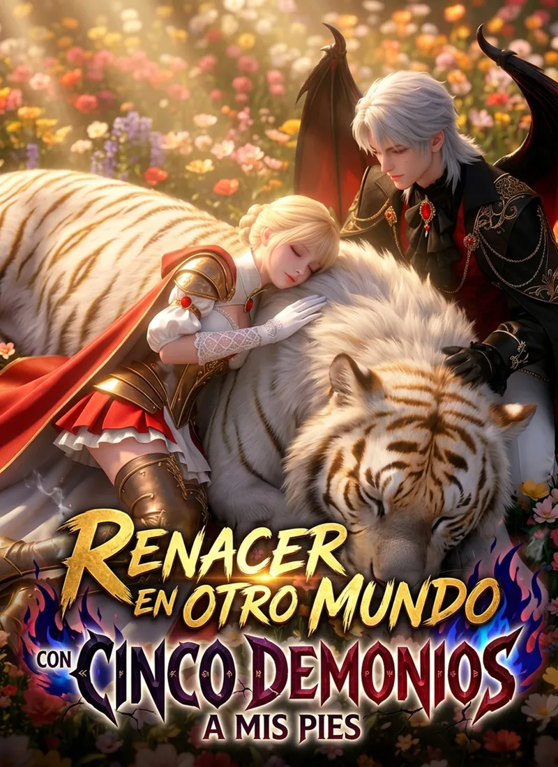 Portada de Renacer en otro mundo con cinco demonios a mis pies