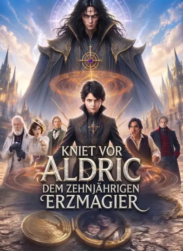 Cover von Kniet vor Aldric, dem zehnjährigen Erzmagier.